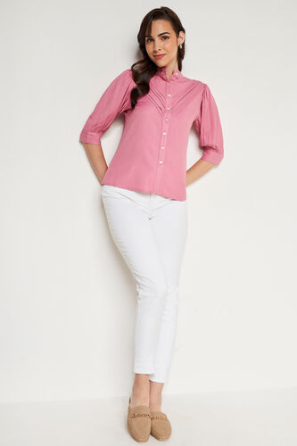 Pink Solid Flared Dress, Pink, image 4